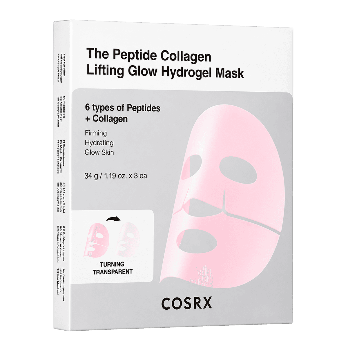 Cosrx the Peptide Collagen Lifting Glow Hydrogel Mask 34 G X 3 Ea