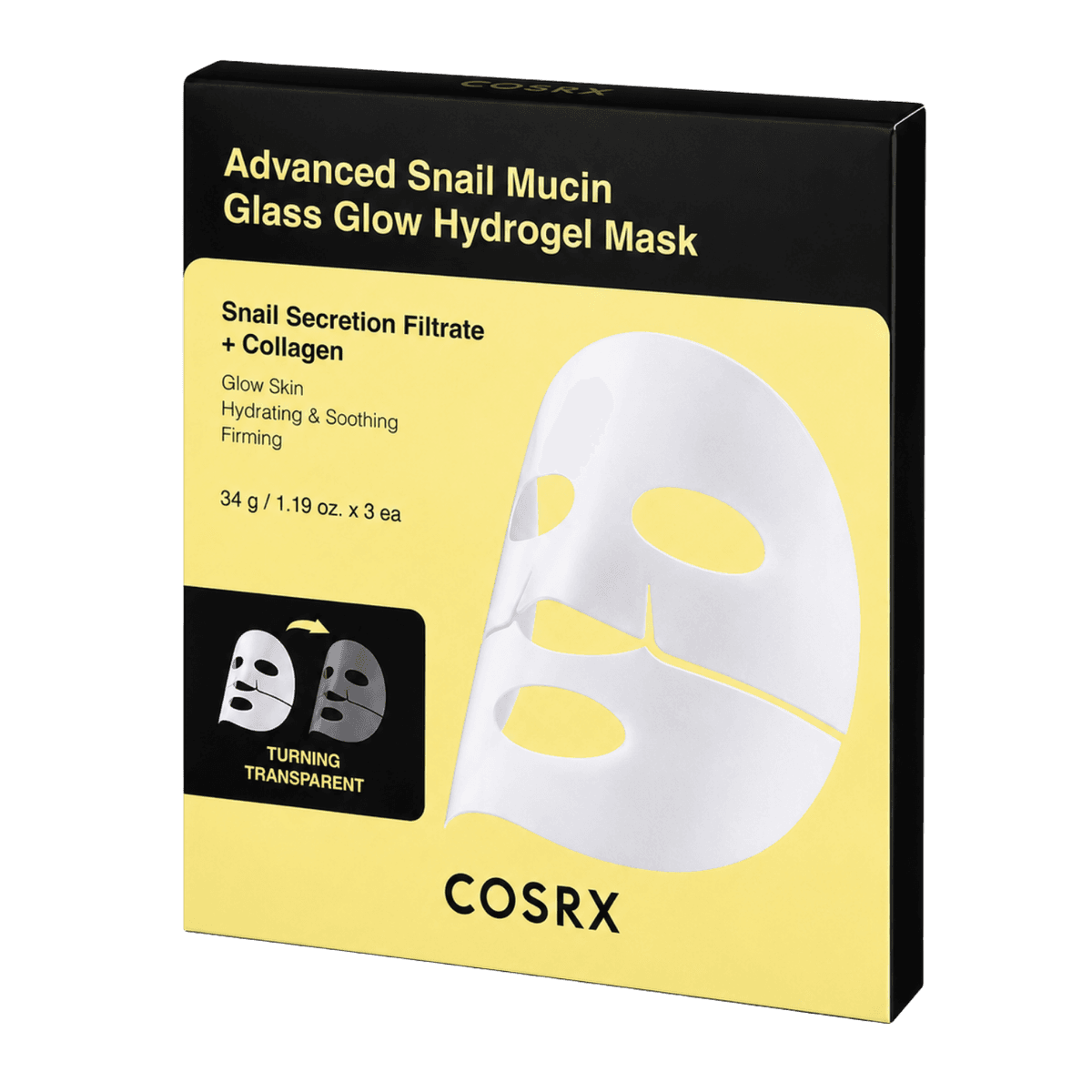 Cosrx Advanced Snail Mucin Glass Glow Hydrogel Mask 34 G X 3 Ea