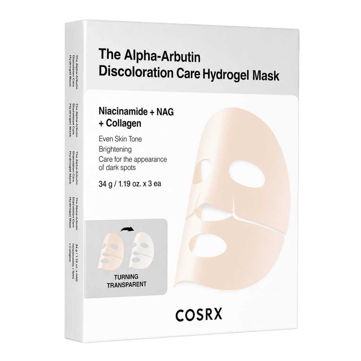 Cosrx The Alpha-Arbutin Discoloration Care Hydrogel Mask 34 G X 3 Ea